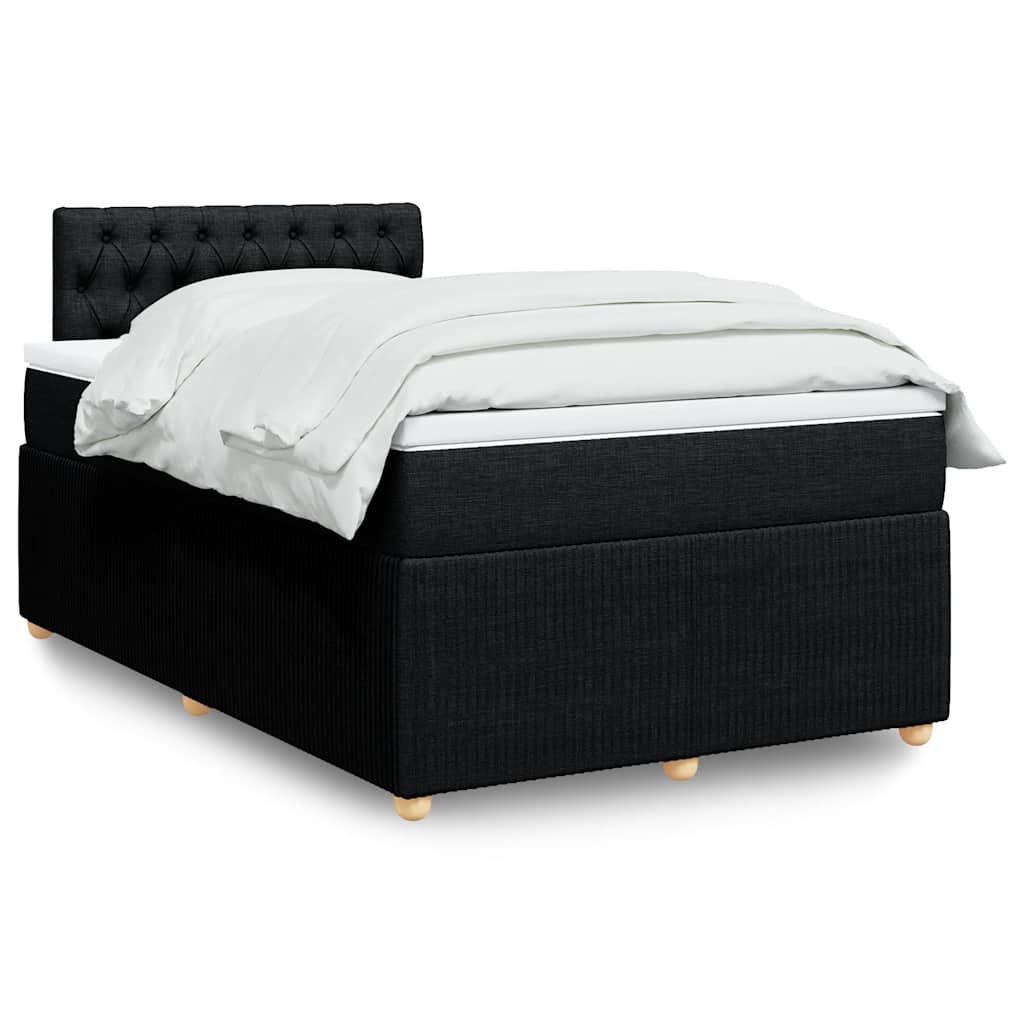 vidaXL Κρεβάτι Boxspring με Στρώμα Μαύρο 120x190 εκ. Υφασμάτινο