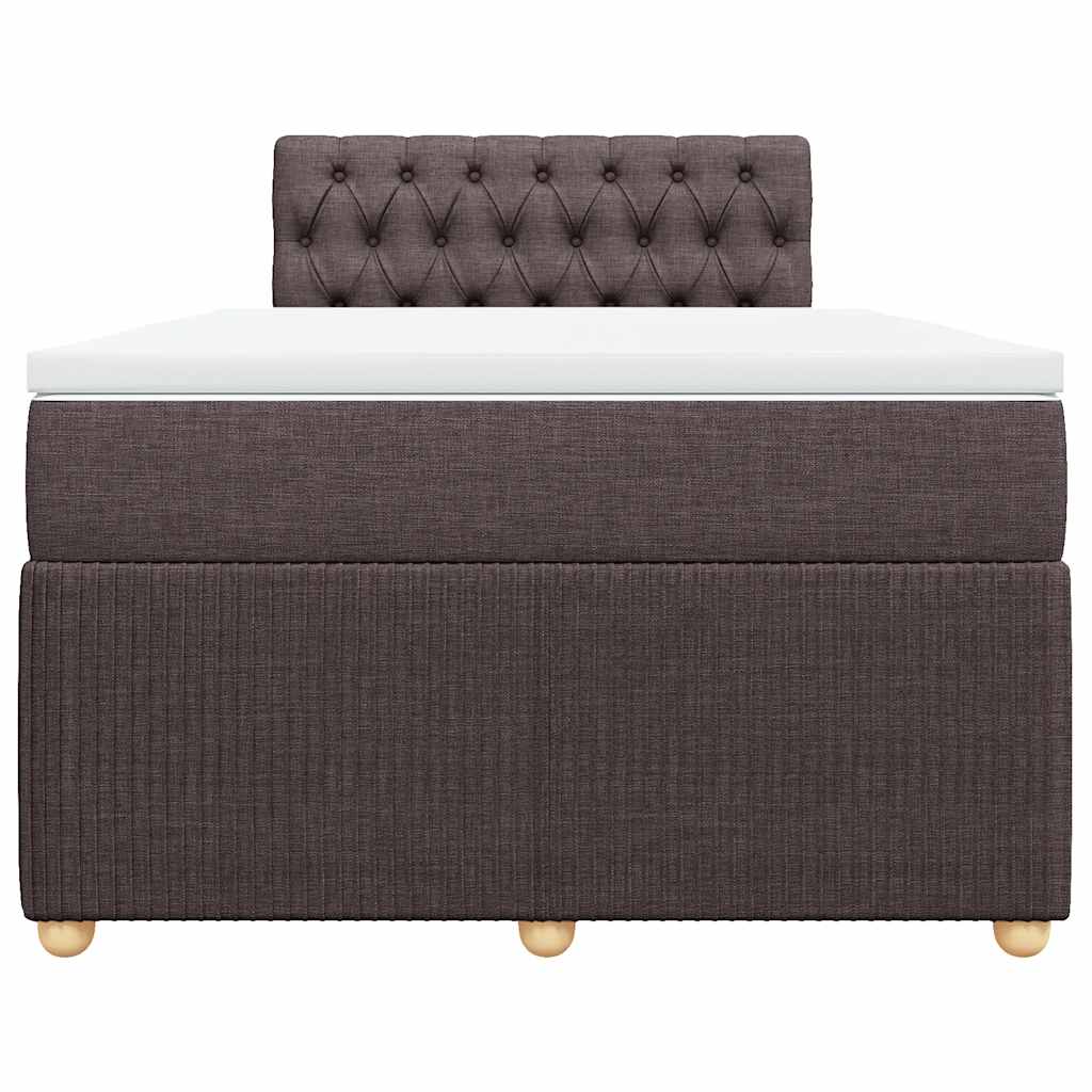 vidaXL Κρεβάτι Boxspring με Στρώμα Σκούρο Καφέ 120x190 εκ Υφασμάτινο