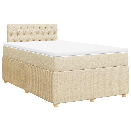 vidaXL Κρεβάτι Boxspring με Στρώμα Κρεμ 120x190 εκ. Υφασμάτινο