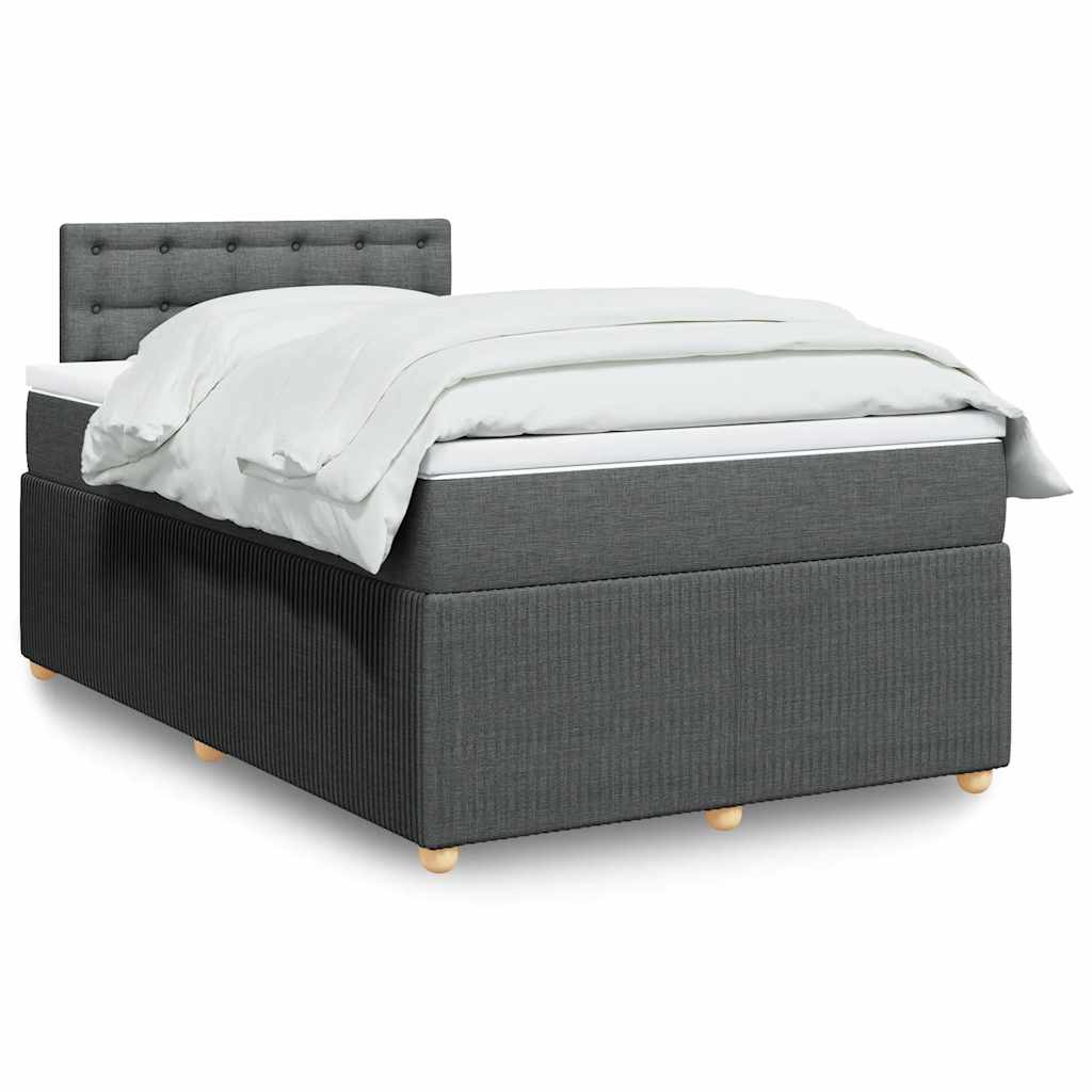 vidaXL Κρεβάτι Boxspring με Στρώμα Σκούρο Γκρι 120x190 εκ Υφασμάτινο