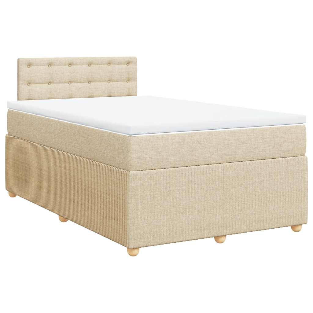 vidaXL Κρεβάτι Boxspring με Στρώμα Κρεμ 120x190 εκ. Υφασμάτινο