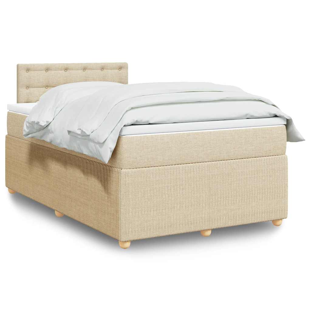 vidaXL Κρεβάτι Boxspring με Στρώμα Κρεμ 120x190 εκ. Υφασμάτινο