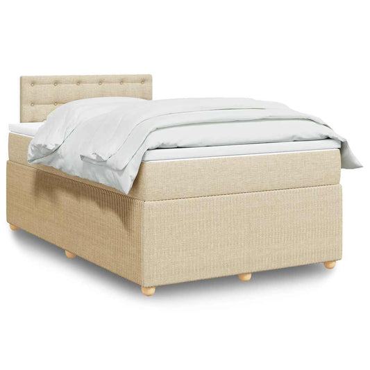 vidaXL Κρεβάτι Boxspring με Στρώμα Κρεμ 120x190 εκ. Υφασμάτινο