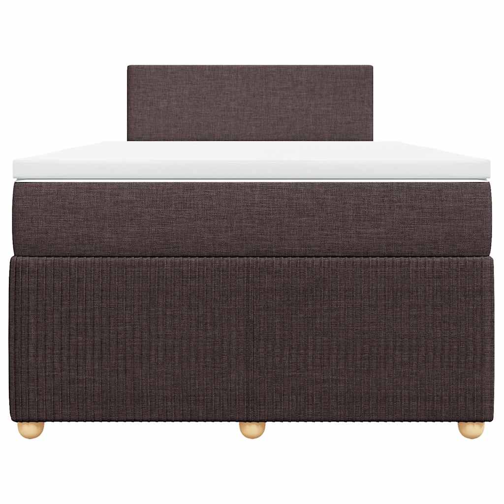 vidaXL Κρεβάτι Boxspring με Στρώμα Σκούρο Καφέ 120x200 εκ. Υφασμάτινο