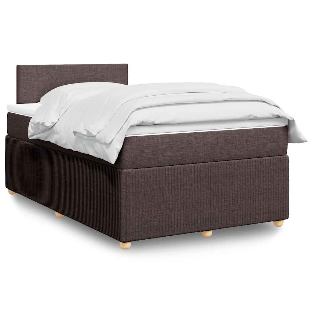 vidaXL Κρεβάτι Boxspring με Στρώμα Σκούρο Καφέ 120x200 εκ. Υφασμάτινο