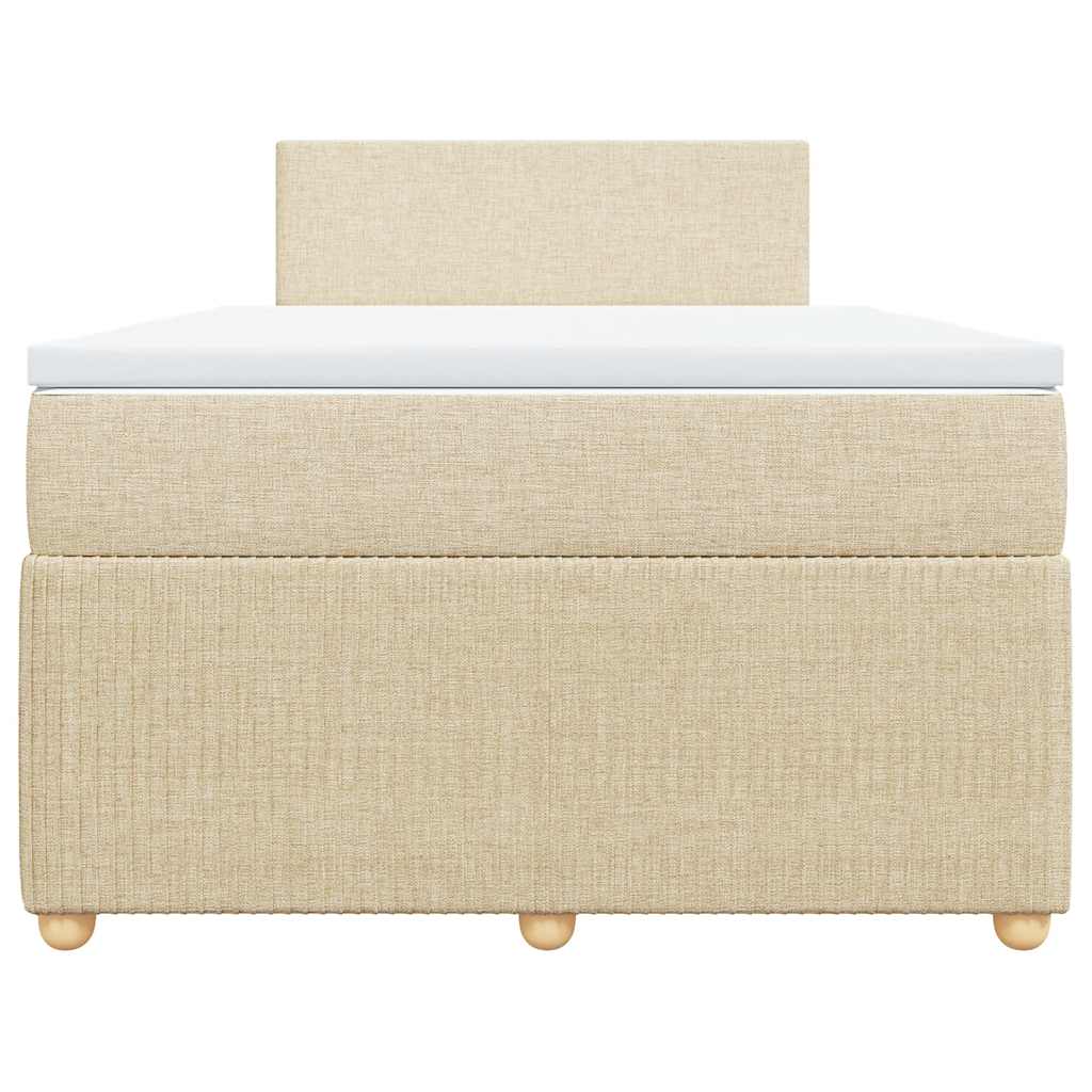 vidaXL Κρεβάτι Boxspring με Στρώμα Κρεμ 120x200 εκ. Υφασμάτινο