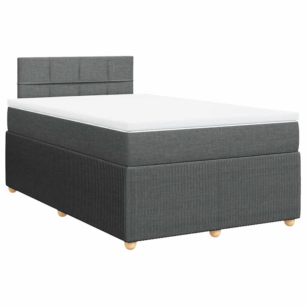 vidaXL Κρεβάτι Boxspring με Στρώμα Σκούρο Γκρι 120x200 εκ. Υφασμάτινο
