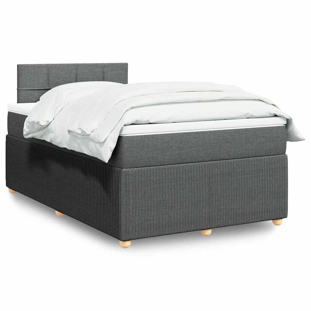 vidaXL Κρεβάτι Boxspring με Στρώμα Σκούρο Γκρι 120x200 εκ. Υφασμάτινο