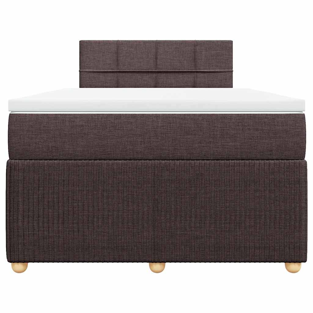vidaXL Κρεβάτι Boxspring με Στρώμα Σκούρο Καφέ 120x200 εκ. Υφασμάτινο
