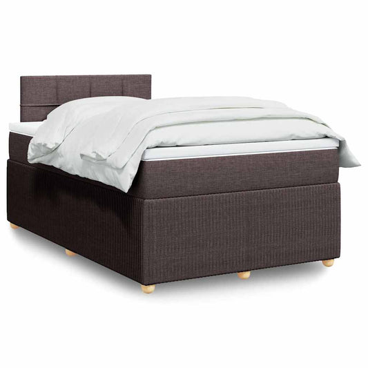 vidaXL Κρεβάτι Boxspring με Στρώμα Σκούρο Καφέ 120x200 εκ. Υφασμάτινο