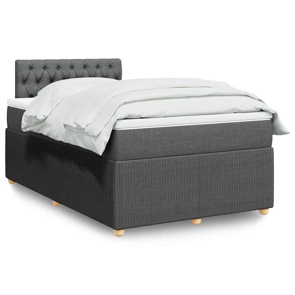 vidaXL Κρεβάτι Boxspring με Στρώμα Σκούρο Γκρι 120x200 εκ. Υφασμάτινο