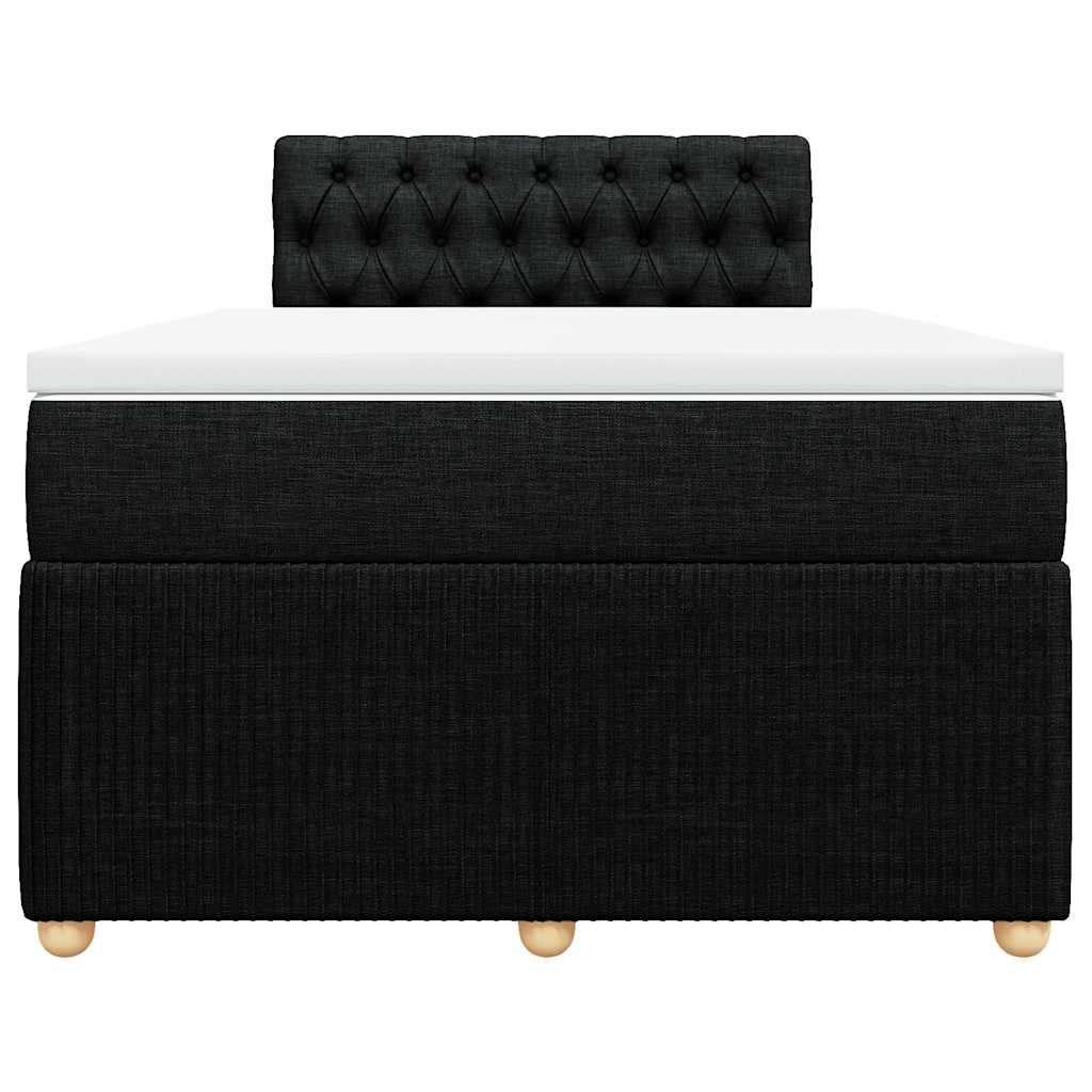 vidaXL Κρεβάτι Boxspring με Στρώμα Μαύρο 120x200 εκ. Υφασμάτινο
