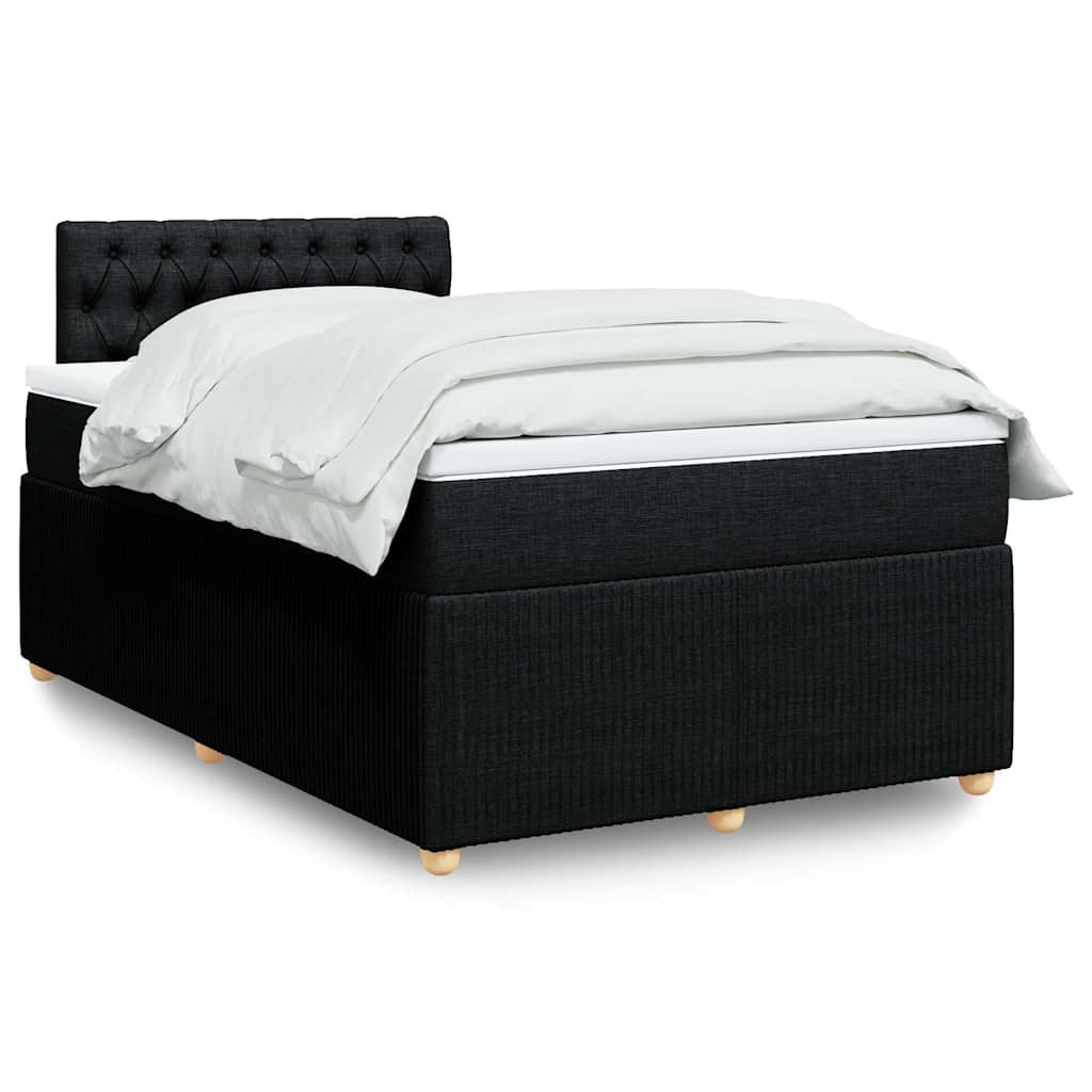 vidaXL Κρεβάτι Boxspring με Στρώμα Μαύρο 120x200 εκ. Υφασμάτινο