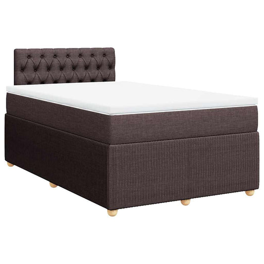 vidaXL Κρεβάτι Boxspring με Στρώμα Σκούρο Καφέ 120x200 εκ. Υφασμάτινο