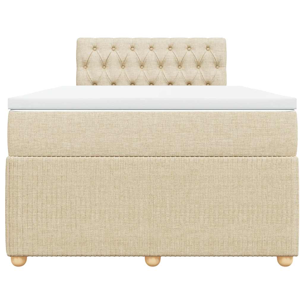 vidaXL Κρεβάτι Boxspring με Στρώμα Κρεμ 120x200 εκ. Υφασμάτινο