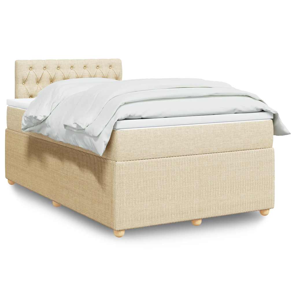 vidaXL Κρεβάτι Boxspring με Στρώμα Κρεμ 120x200 εκ. Υφασμάτινο