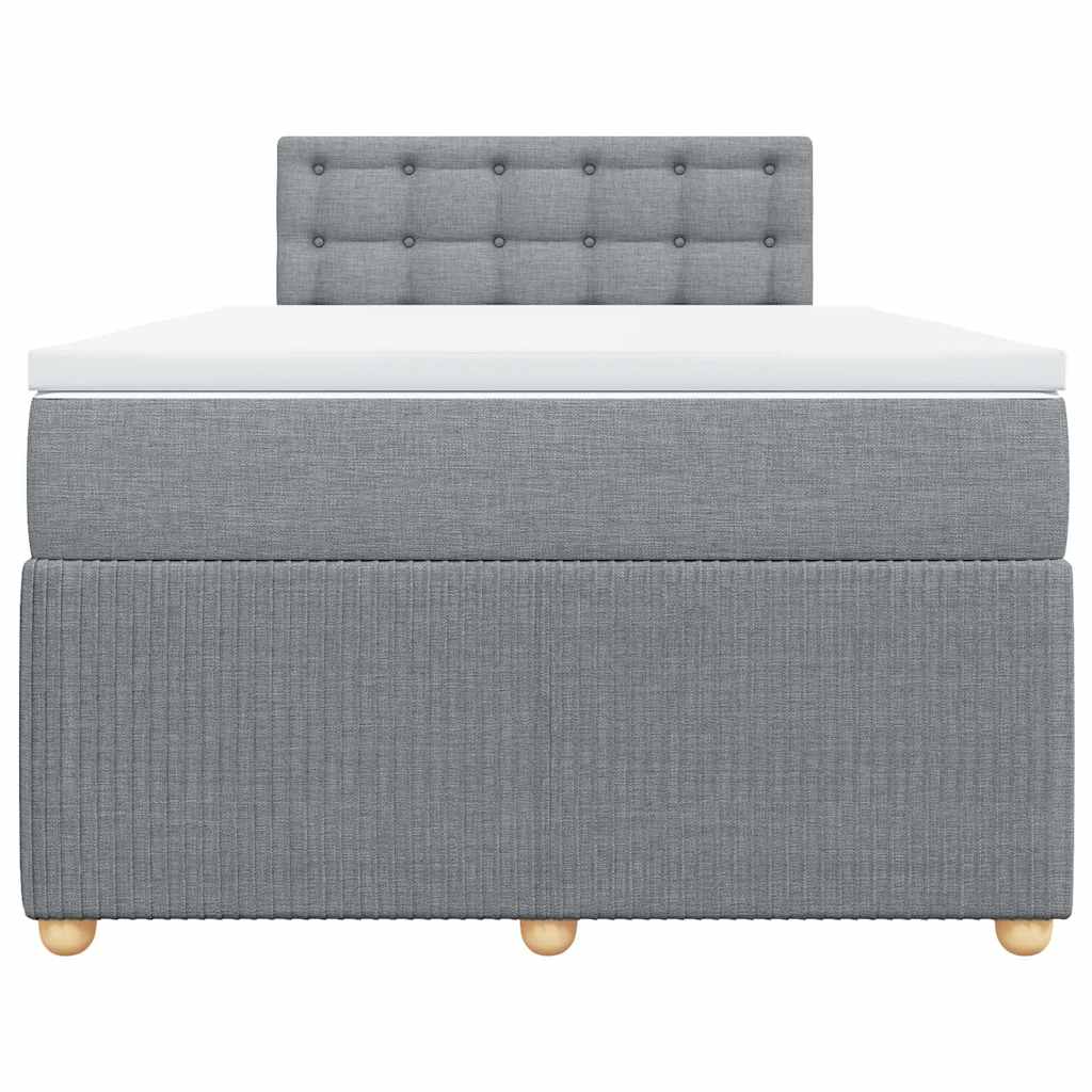vidaXL Κρεβάτι Boxspring με Στρώμα Ανοιχτό Γκρι 120x200 εκ. Υφασμάτινο