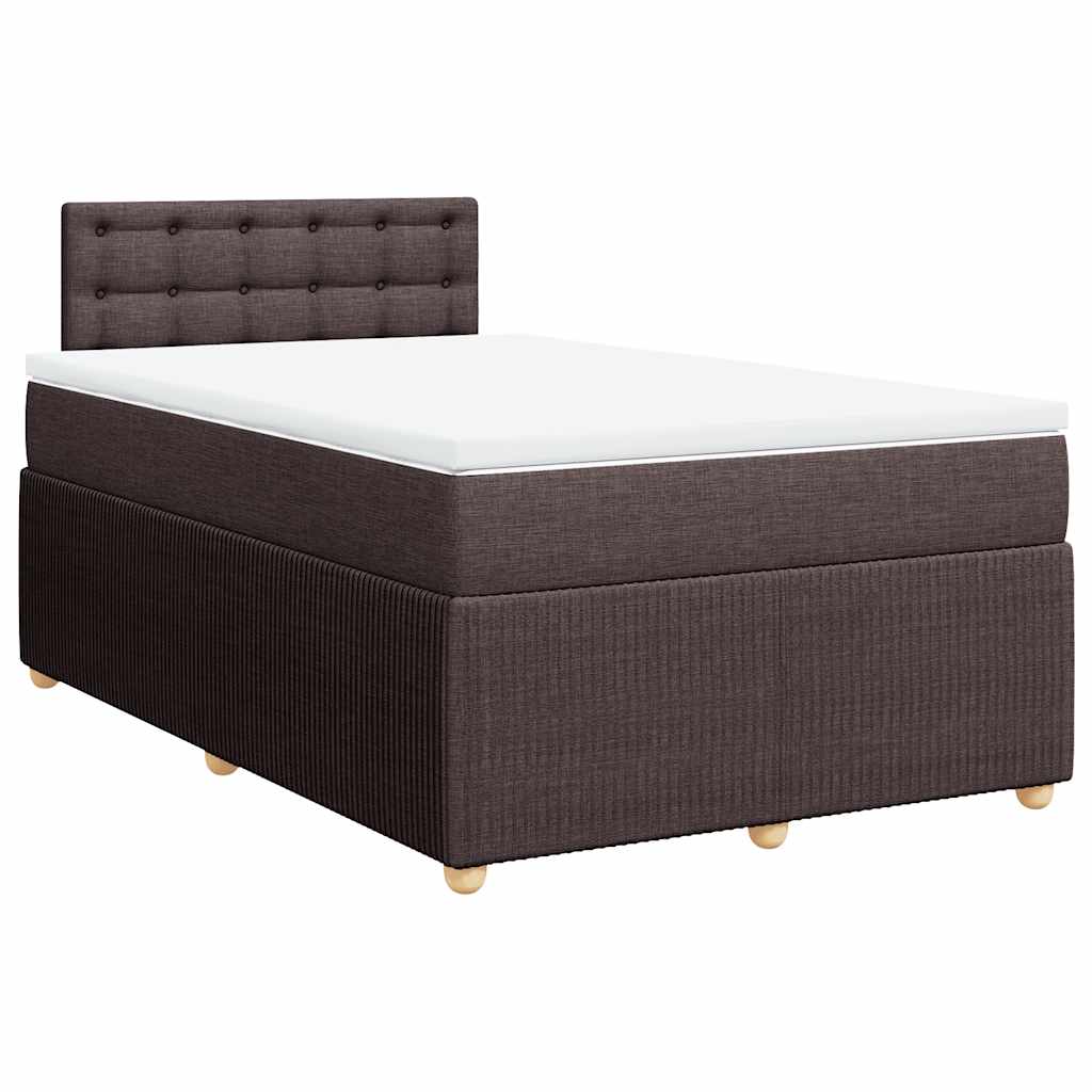 vidaXL Κρεβάτι Boxspring με Στρώμα Σκούρο Καφέ 120x200 εκ. Υφασμάτινο