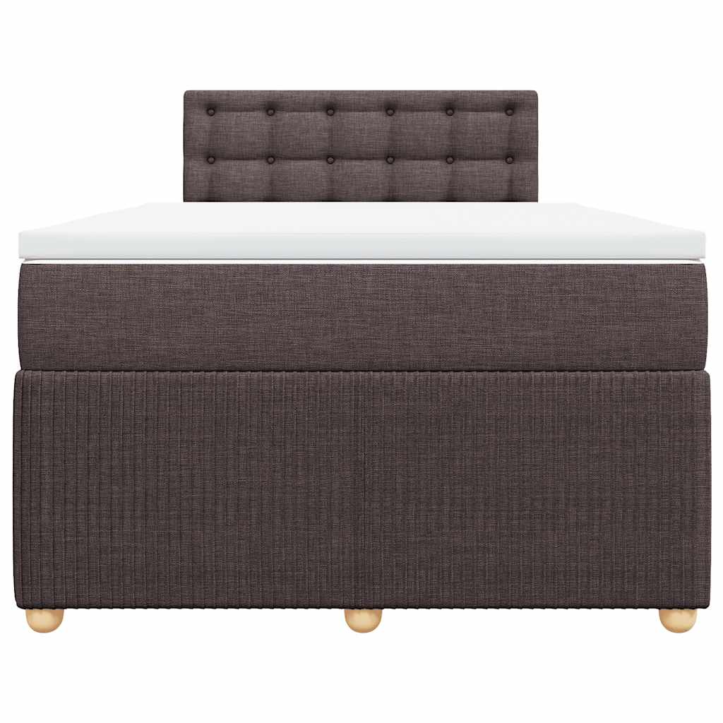 vidaXL Κρεβάτι Boxspring με Στρώμα Σκούρο Καφέ 120x200 εκ. Υφασμάτινο