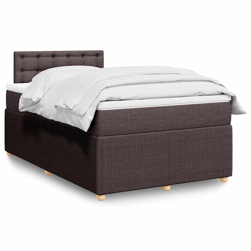 vidaXL Κρεβάτι Boxspring με Στρώμα Σκούρο Καφέ 120x200 εκ. Υφασμάτινο