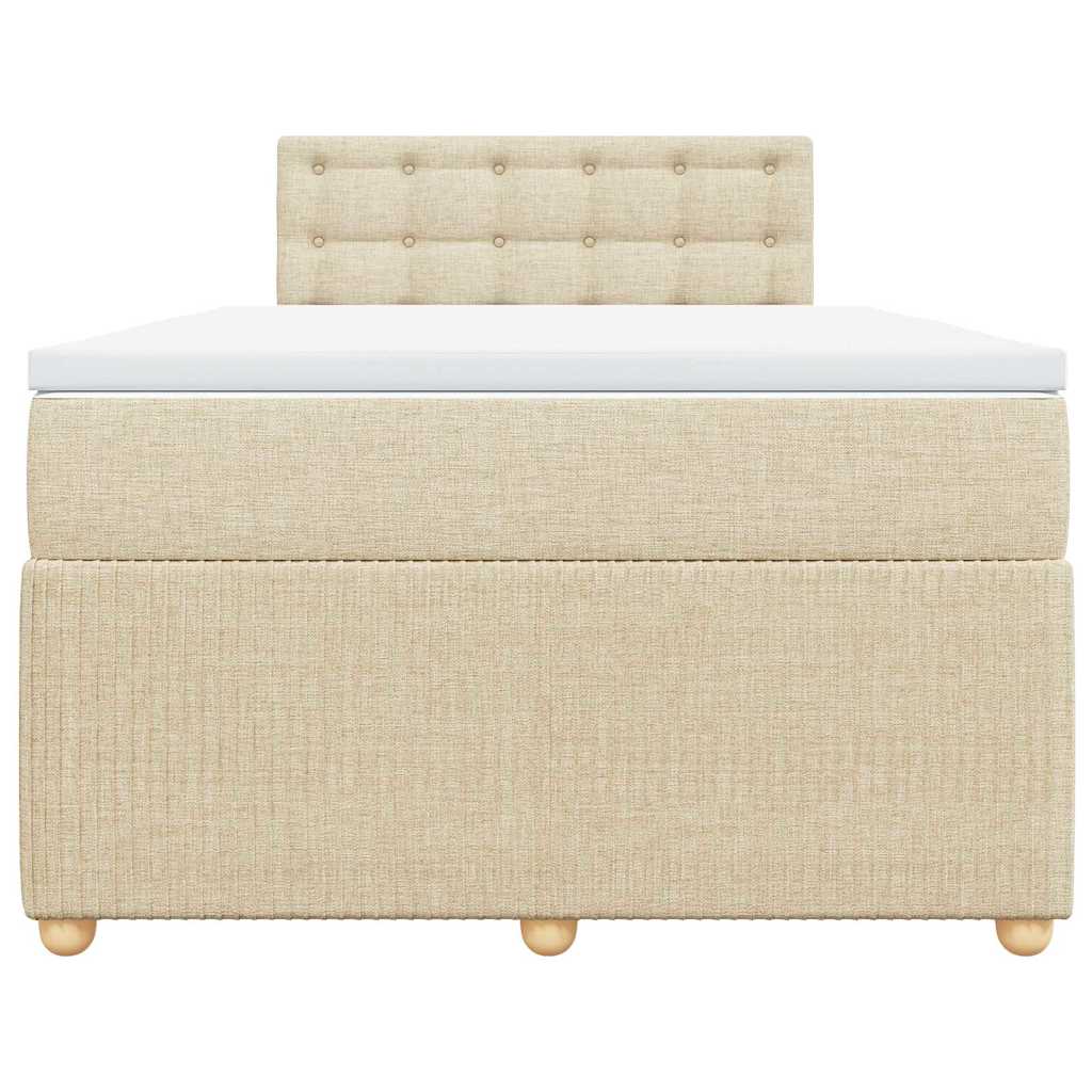 vidaXL Κρεβάτι Boxspring με Στρώμα Κρεμ 120x200 εκ. Υφασμάτινο
