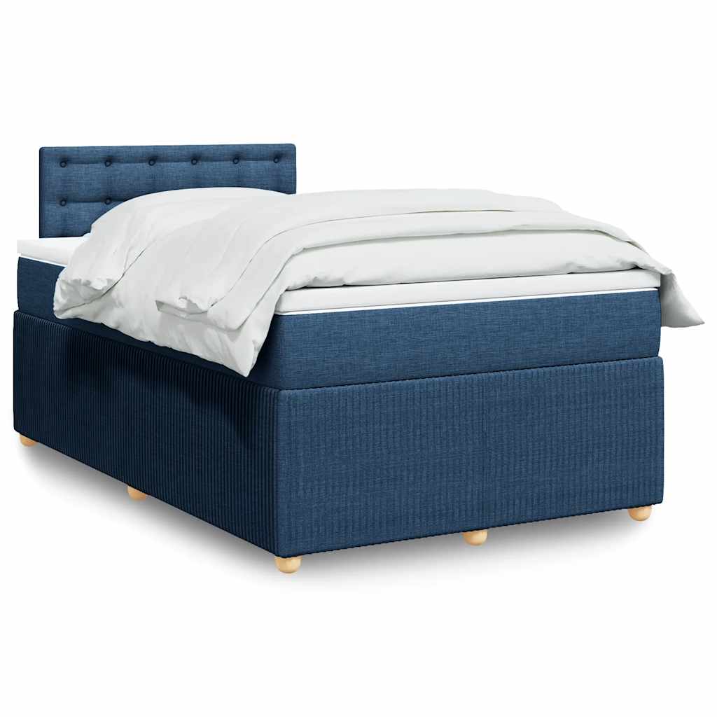 vidaXL Κρεβάτι Boxspring με Στρώμα Μπλε 120x200 εκ. Υφασμάτινο