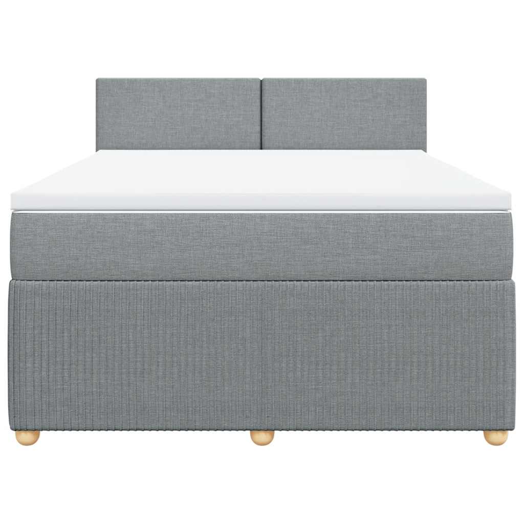 vidaXL Κρεβάτι Boxspring με Στρώμα Ανοιχτό Γκρι 140x190 εκ. Υφασμάτινο