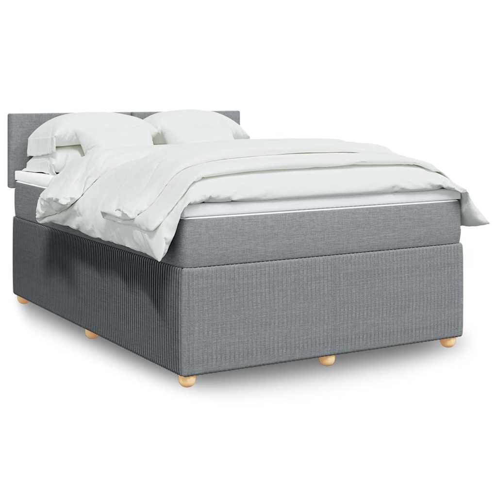 vidaXL Κρεβάτι Boxspring με Στρώμα Ανοιχτό Γκρι 140x190 εκ. Υφασμάτινο