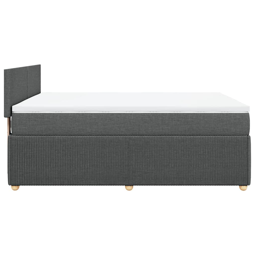 vidaXL Κρεβάτι Boxspring με Στρώμα Σκούρο Γκρι 140x190 εκ. Υφασμάτινο