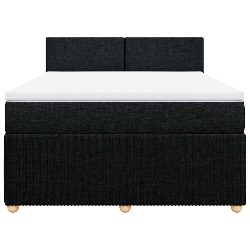 vidaXL Κρεβάτι Boxspring με Στρώμα Μαύρο 140x190 εκ. Υφασμάτινο