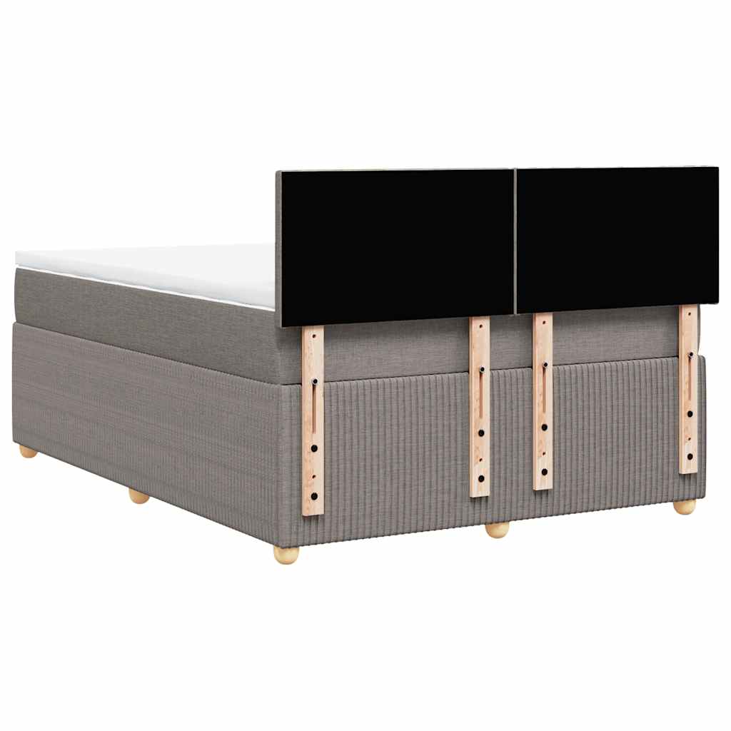 vidaXL Κρεβάτι Boxspring με Στρώμα Taupe 140x190 εκ. Υφασμάτινο