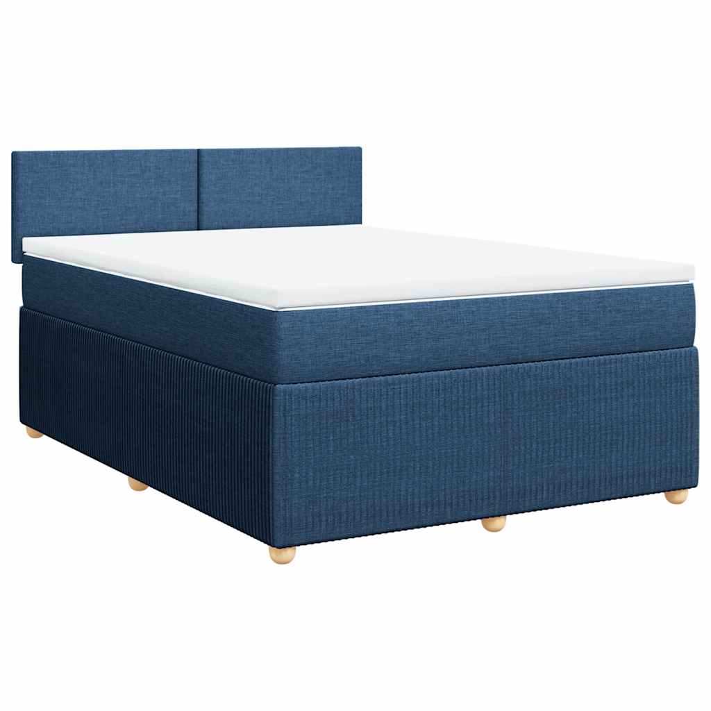 vidaXL Κρεβάτι Boxspring με Στρώμα Μπλε 140x190 εκ. Υφασμάτινο
