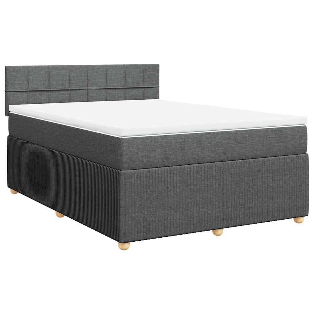 vidaXL Κρεβάτι Boxspring με Στρώμα Σκούρο Γκρι 140x190 εκ. Υφασμάτινο