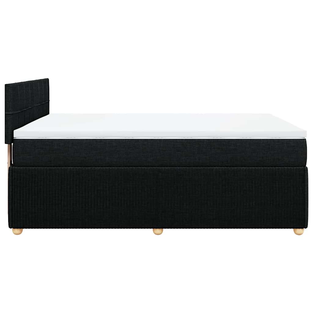 vidaXL Κρεβάτι Boxspring με Στρώμα Μαύρο 140x190 εκ. Υφασμάτινο