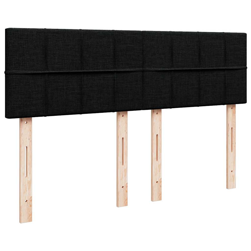 vidaXL Κρεβάτι Boxspring με Στρώμα Μαύρο 140x190 εκ. Υφασμάτινο