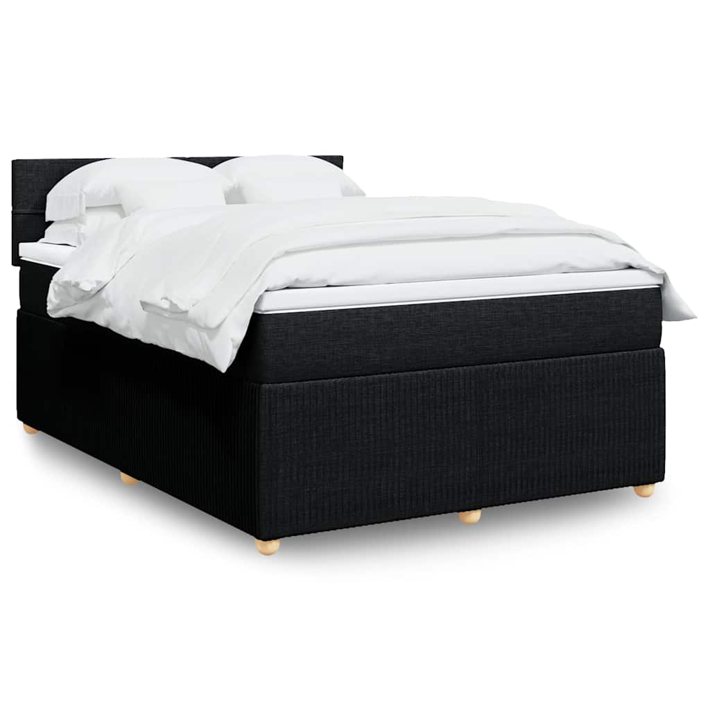 vidaXL Κρεβάτι Boxspring με Στρώμα Μαύρο 140x190 εκ. Υφασμάτινο