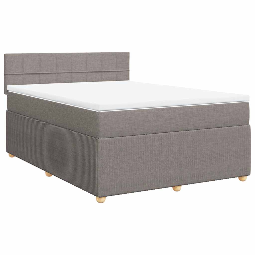 vidaXL Κρεβάτι Boxspring με Στρώμα Taupe 140x190 εκ. Υφασμάτινο