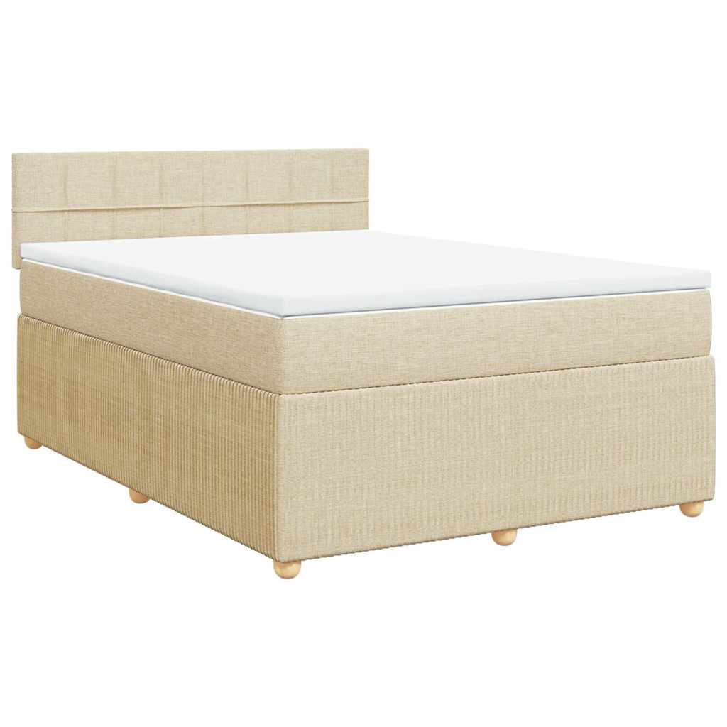 vidaXL Κρεβάτι Boxspring με Στρώμα Κρεμ 140x190 εκ. Υφασμάτινο