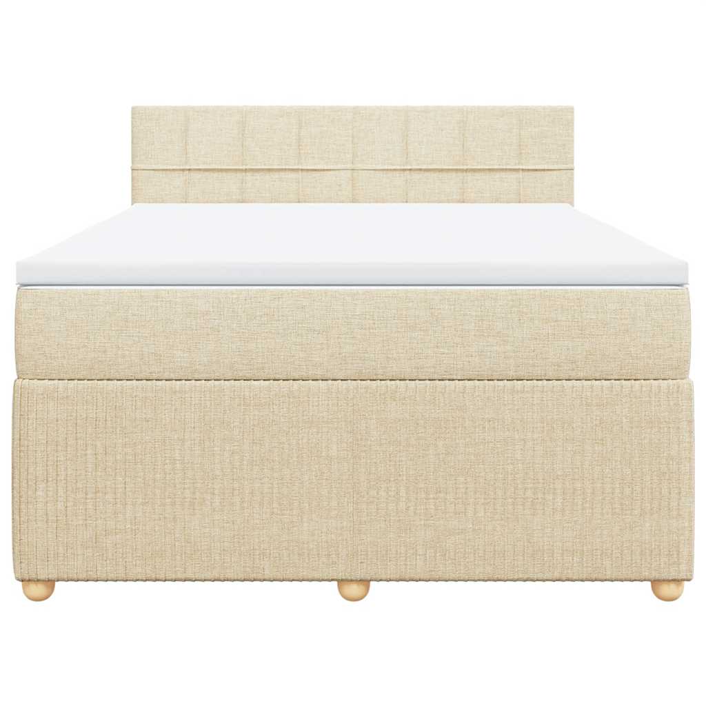 vidaXL Κρεβάτι Boxspring με Στρώμα Κρεμ 140x190 εκ. Υφασμάτινο