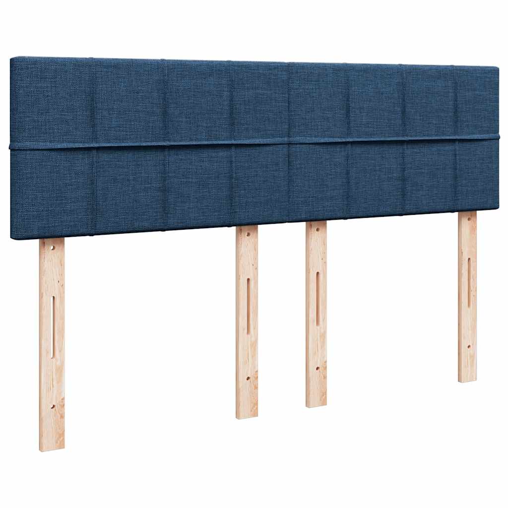 vidaXL Κρεβάτι Boxspring με Στρώμα Μπλε 140x190 εκ. Υφασμάτινο