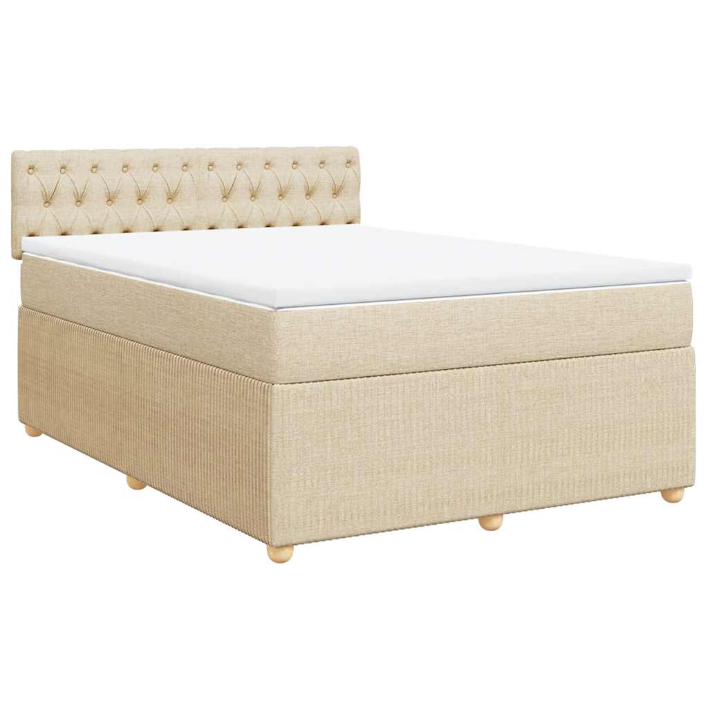 vidaXL Κρεβάτι Boxspring με Στρώμα Κρεμ 140x190 εκ. Υφασμάτινο