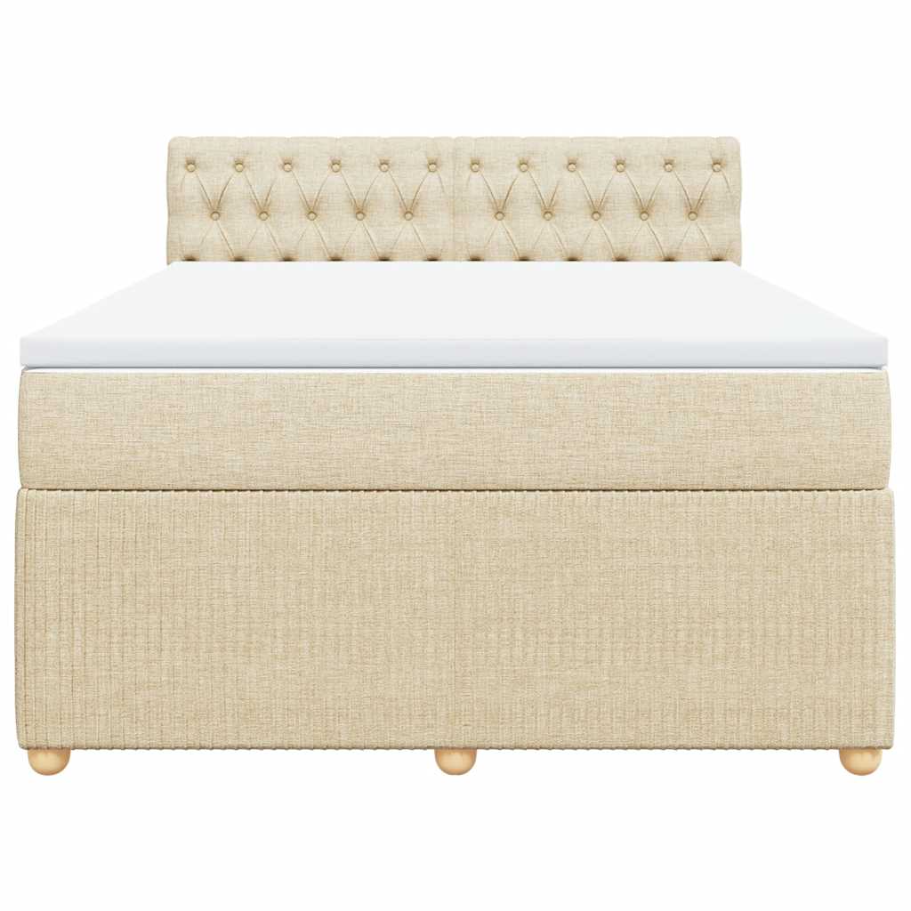 vidaXL Κρεβάτι Boxspring με Στρώμα Κρεμ 140x190 εκ. Υφασμάτινο