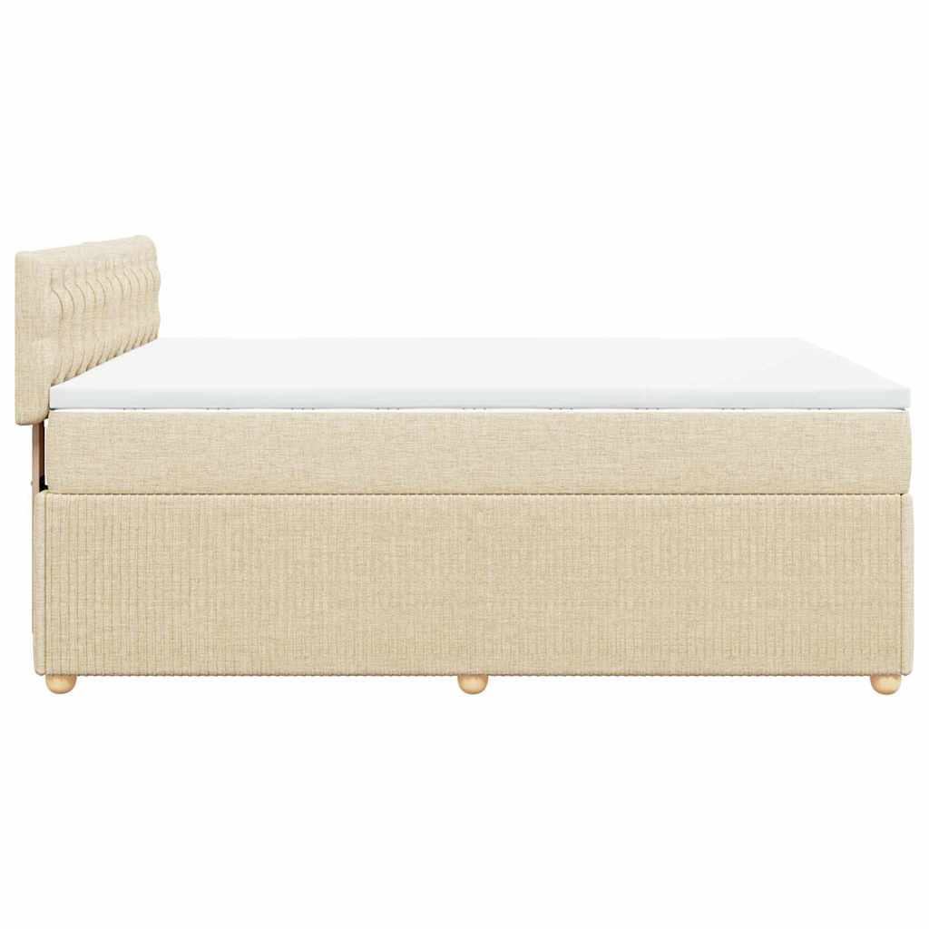 vidaXL Κρεβάτι Boxspring με Στρώμα Κρεμ 140x190 εκ. Υφασμάτινο