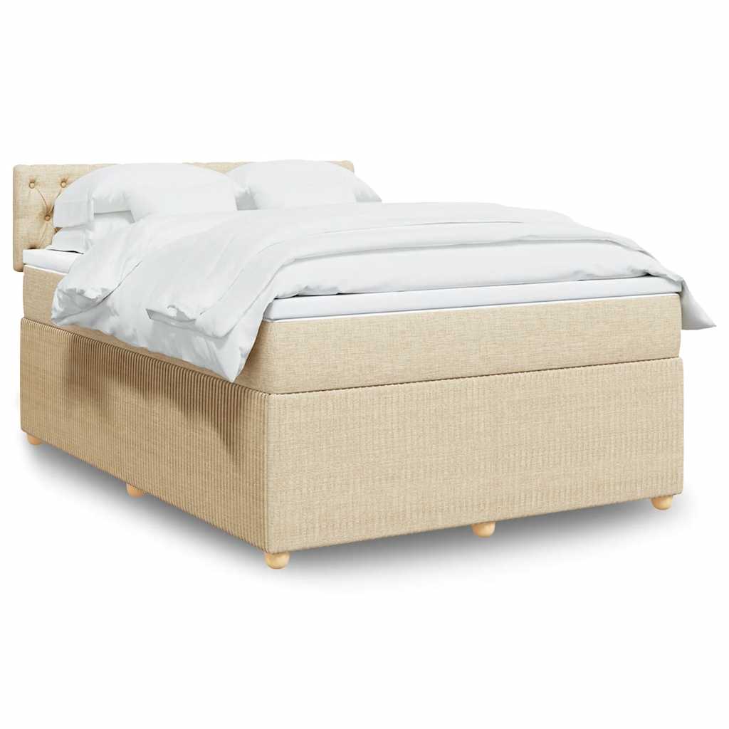 vidaXL Κρεβάτι Boxspring με Στρώμα Κρεμ 140x190 εκ. Υφασμάτινο