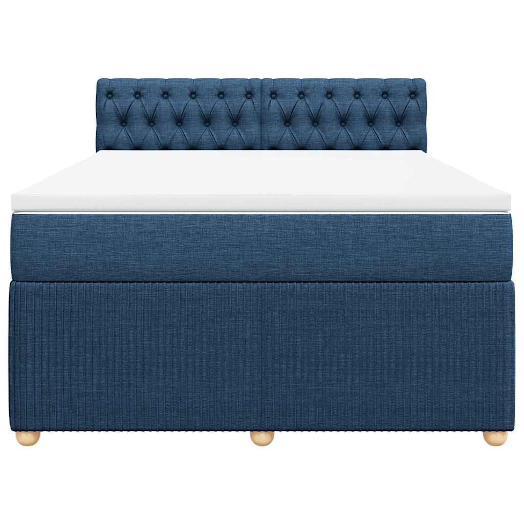 vidaXL Κρεβάτι Boxspring με Στρώμα Μπλε 140x190 εκ. Υφασμάτινο