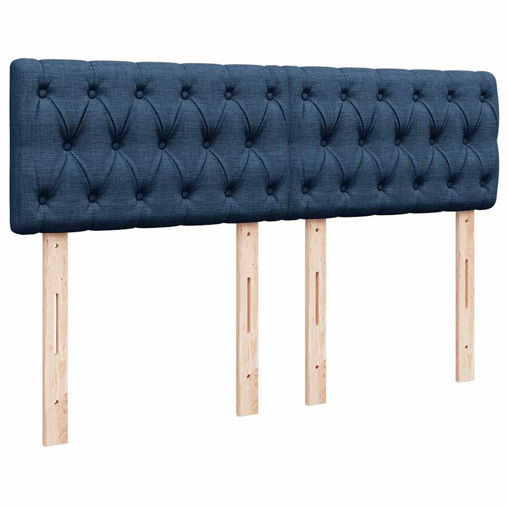 vidaXL Κρεβάτι Boxspring με Στρώμα Μπλε 140x190 εκ. Υφασμάτινο
