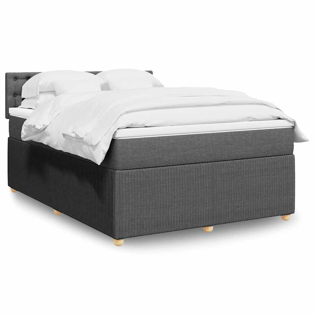 vidaXL Κρεβάτι Boxspring με Στρώμα Σκούρο Γκρι 140x190 εκ. Υφασμάτινο