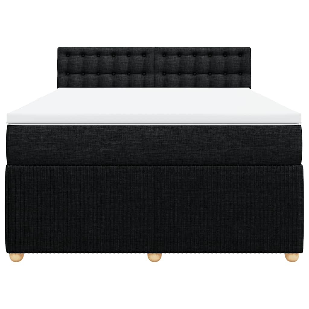vidaXL Κρεβάτι Boxspring με Στρώμα Μαύρο 140x190 εκ. Υφασμάτινο