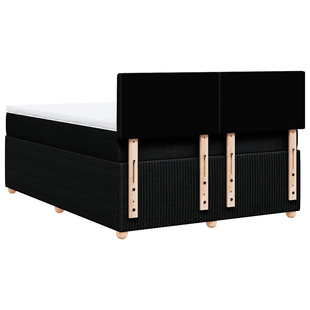 vidaXL Κρεβάτι Boxspring με Στρώμα Μαύρο 140x190 εκ. Υφασμάτινο