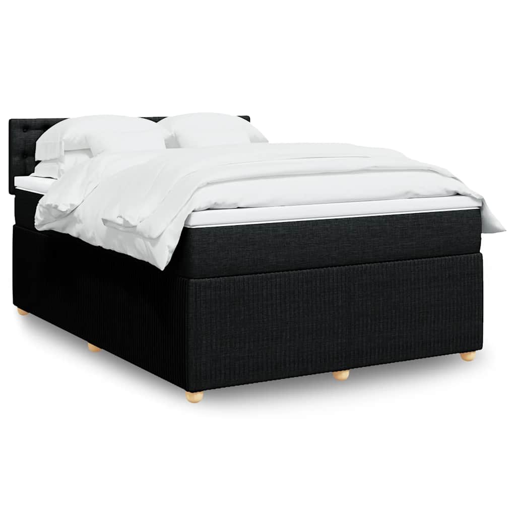 vidaXL Κρεβάτι Boxspring με Στρώμα Μαύρο 140x190 εκ. Υφασμάτινο